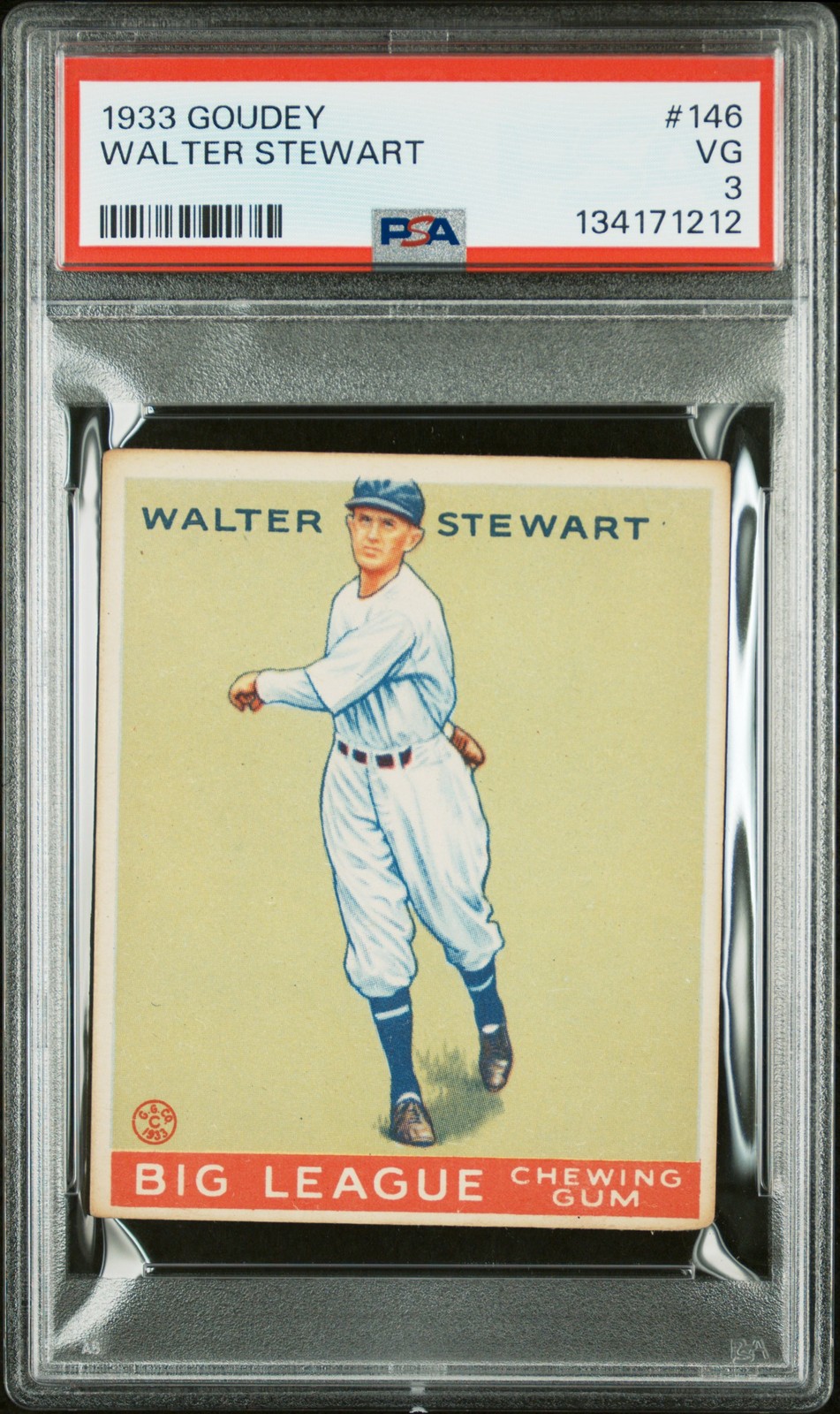 1933 GOUDEY #146 WALTER STEWART ROOKIE RC PSA 3