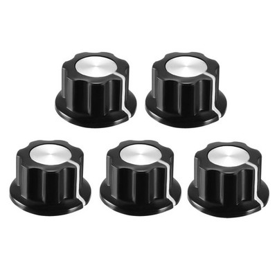 5 x Speaker Control Knob Black 19mm Dia Rotary Knobs for 6.4mm Dia with Screws