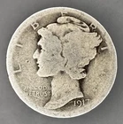 1917 S Mercury Silver Dime 90% Silver - US Collectible Coin @2