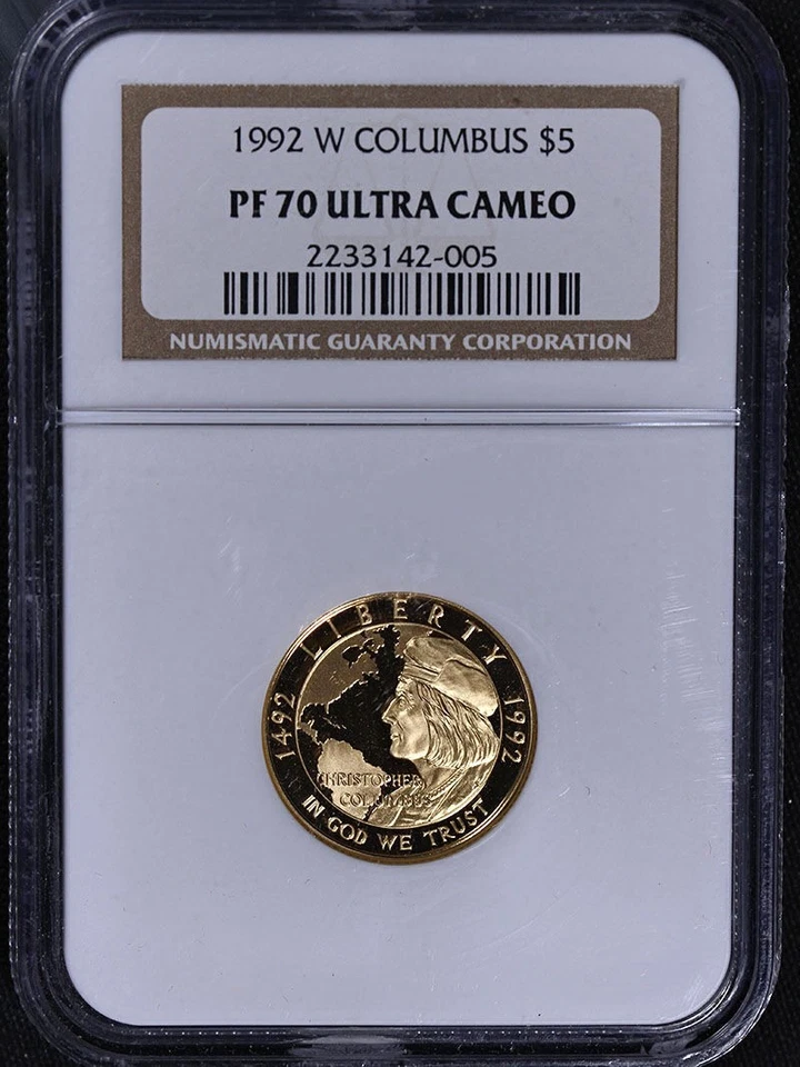 1992-W Columbus Commemorative Gold $5 NGC PF70 Ultra Cameo - STOCK - Image 3 of 4