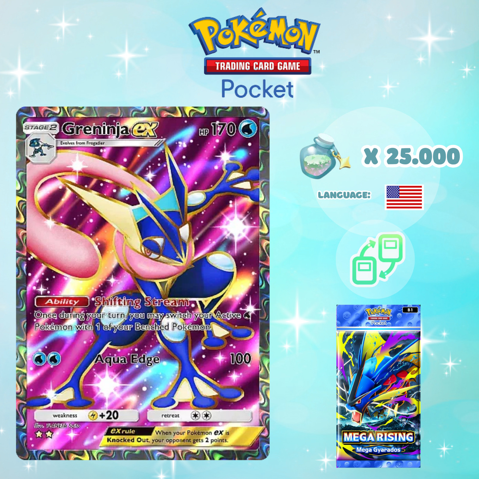 Pokemon TCG Pocket - Greninja ex Full Art Card (English)