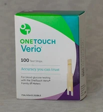 OneTouch Verio Blood Glucose Test Strips, 100 Count, Exp. 2027-03-31