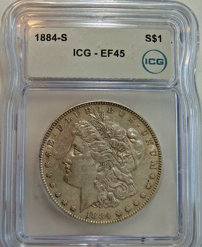 1884-S MORGAN DOLLAR ICG XF45