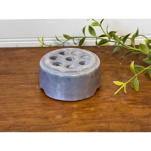 Blue Ceramic Vintage Flower Frog - 8 Hole Home Decor