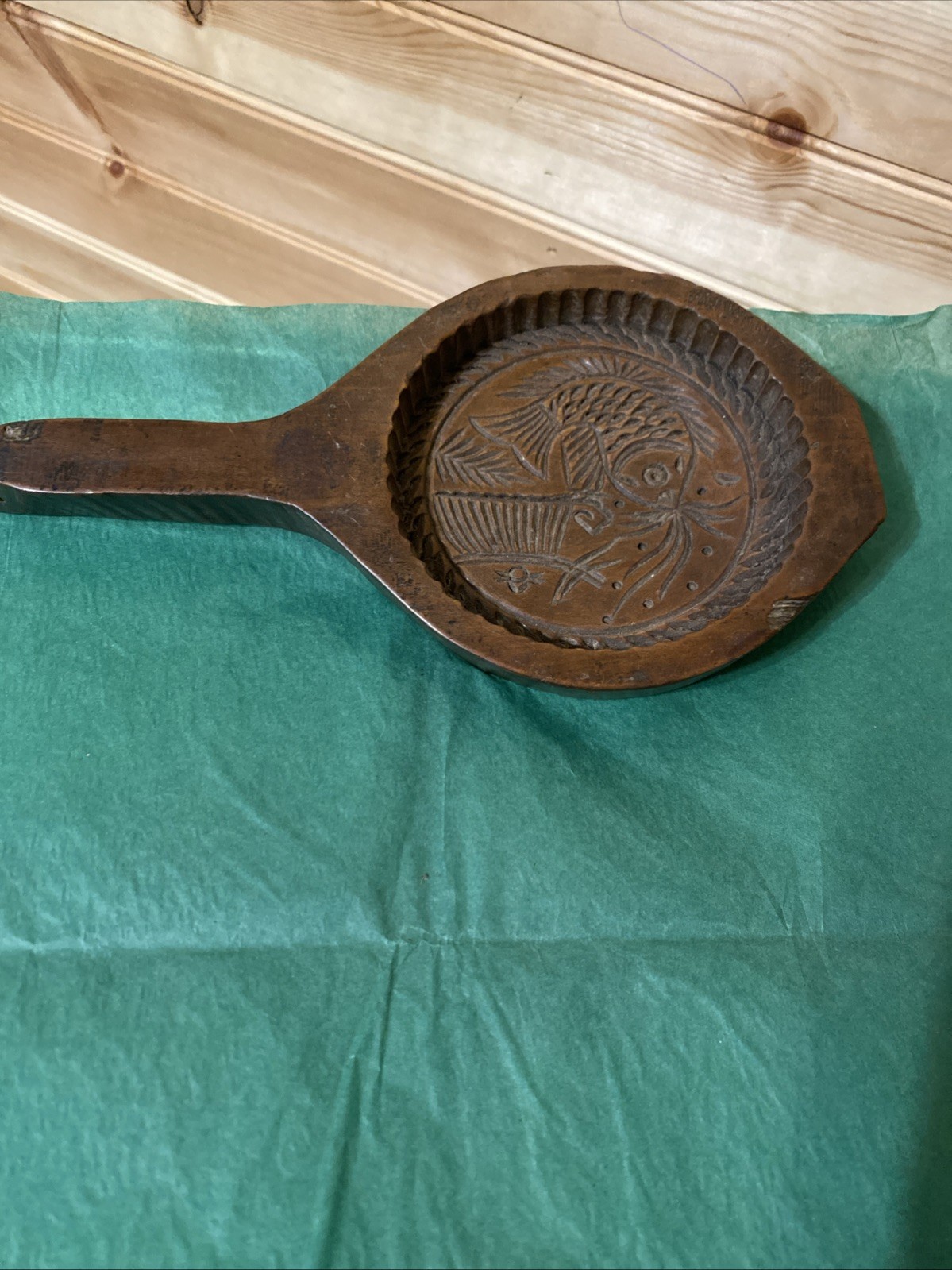 Vintage -Antique Hand Carved Wooden Rice Cake Mold Read Description