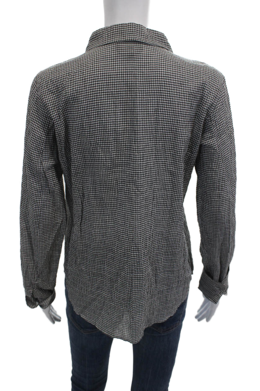 Agnes B Womens Basic Collared Check Button-Up Bla… - image 3