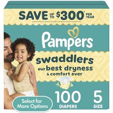 Size 5 Baby Diapers, 100 Count, Ultra Soft, Hypoallergenic, Overnight Protection