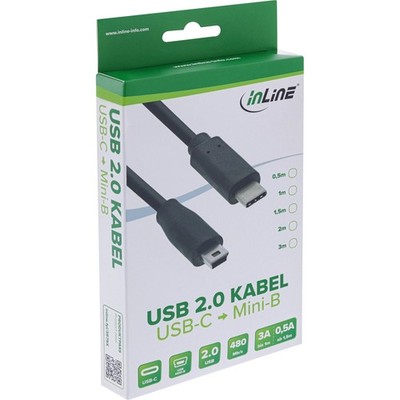USB 2.0 Kabel Typ C zu Mini-B 1m, Datenkabel, Ladegerät, schwarz