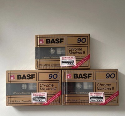 3x Basf Chrome Maxima II 90 - Audio Kassetten -  Tape - OVP - New!