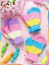 Children Toddler Winter Gloves Mitten Knitted for Girls 1-4 Year Pastel Fuzzy