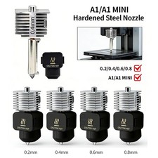 0.2-0.8mm Hotend Kit For Bambu Lab A1 A1 Mini Hardened Steel Nozzle Hotend