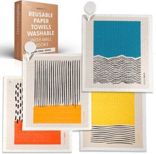 MaisoNovo Swedish Dishcloths Reusable Paper Towels Abstract Pack of 4 Kitchen Cl
