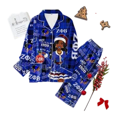 Zeta Phi Beta Christmas Confident Fierce Queen Polyester Pajamas Set