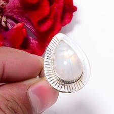 Rainbow Moonstone Handmade 925 Sterling Silver Ring s.9 Sku6, Christmas Gift