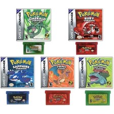 Emerald FireRed Leafgreen Ruby Sapphire 5 Versions GBA Game in Box for 32 Bit
