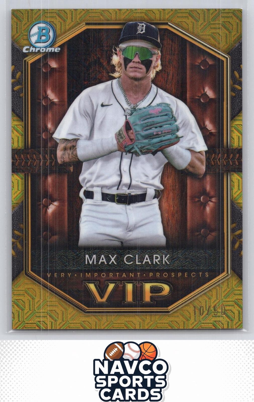 2025 Bowman #VIP-10 Max Clark Very Important Prospects Mojo Gold Refractor #/50