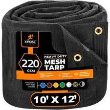 Heavy Duty Mesh Truck Tarp 10’ x 12’ Multipurpose Black Cover - Free Shipping