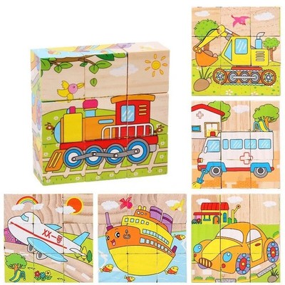 Baby Holzbausteine Spielzeug Kinder sechs Seitenwürfel Puzzle Spiel Zug