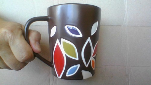 Starbucks New Bone China Coffee Mug 2010 Brown/Multi-Colored Leaves Gently Used