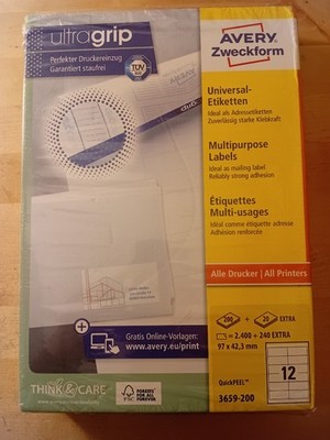  AVERY Zweckform Etiketten 3659-200 weiß 97,0 x 42,3 mm