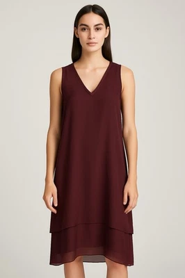 Morgane Le Fay 100% Silk Sleeveless Layered Shift Dress Women’s Size 10 Midi - Image 1 of 4