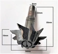 WOLFCRAFT 3269 CONVEX BEAM CUTTER WORKING DIAMETER 34mm stem 8mm