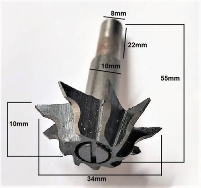 WOLFCRAFT 3269 KONVEX RADIUSFRÄSER BEARBEITUNGSDURCHMESSER 34mm SCHAFT 8mm
