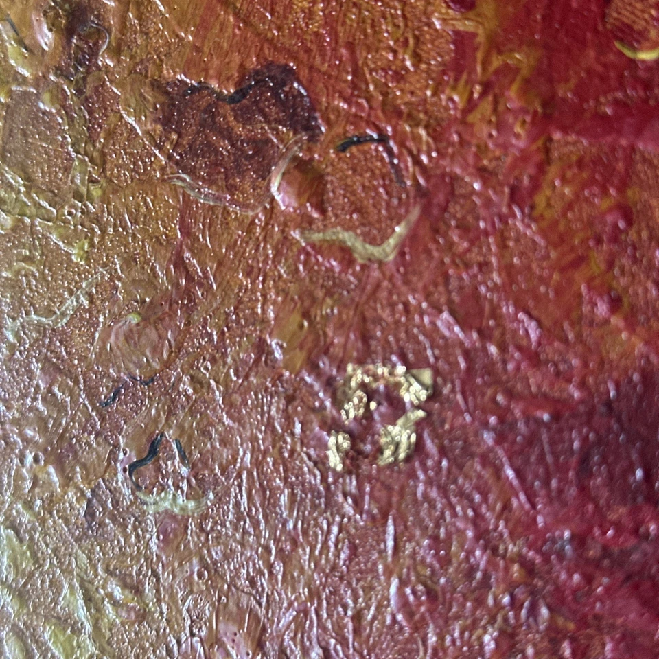 Pintura budista original pintada a mano hoja de oro meditación espiritual óleo/lata Foto 3 de 4