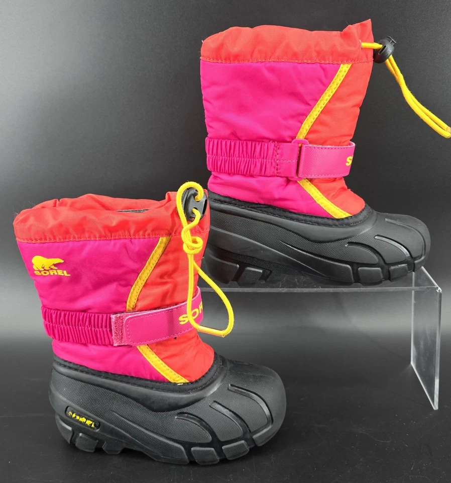 Botas de nieve Sorel de invierno para niñas talla 10 rosa naranja impermeables forro para niños pequeños Foto 2 de 4