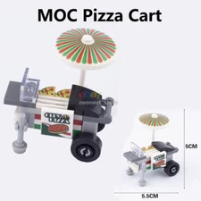 MOC Building Blocks Bricks Street View Pizza Cart Park Mini Custom Figures DIY