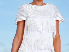 Size S Ashro White Formal Dress Wedding Church Party Vacation Zazie Fringe Top