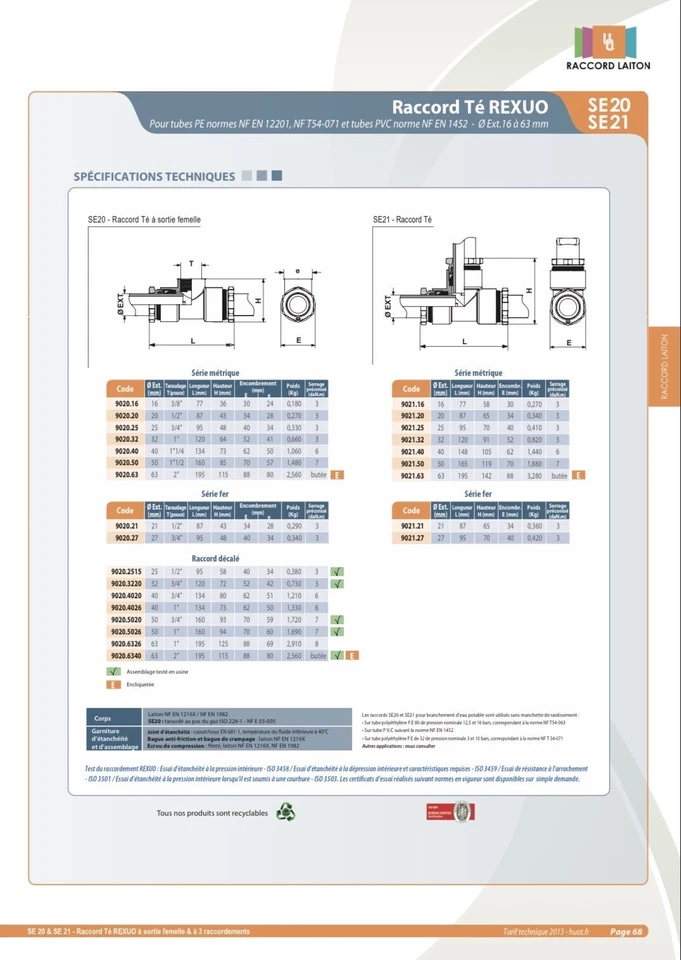 Raccord TE HUOT PE 50 HUOT 9021.50 - Photo 3/3