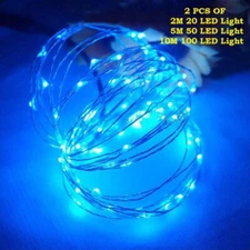 2 Sets 20-100 LED String Fairy Lights Copper Wire Battery Powered Waterproof