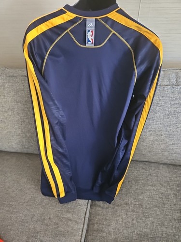 UTAH JAZZ Warm Up Shirt Men's M Navy Long Sleeve ClimaCool Player ID ADIDAS NBA - Picture 5 of 9
