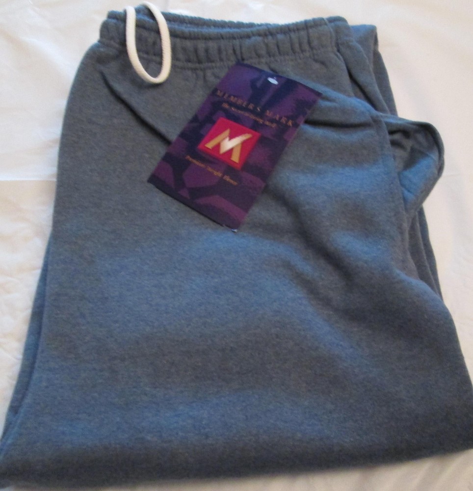 Men's Heather Blue Small Sweatpants with Pockets Drawstring 50/50 Cotton Blend
