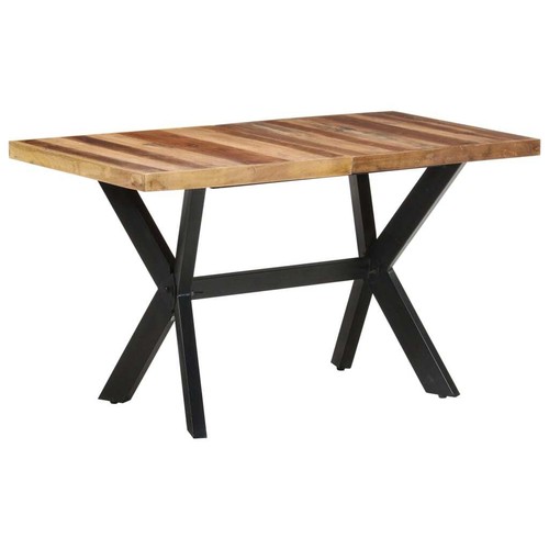 Solid Wood Dining Table Industrial Timber Steel Legs Kitchen Cafe Desk Rectangle