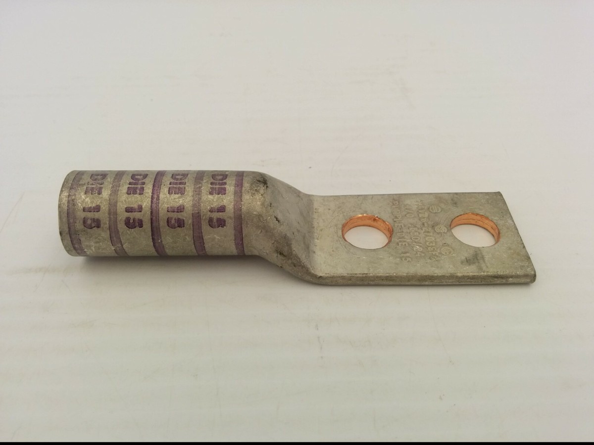 BURNDY YAV282TC38FX (YAV28-2TC38-FX) COMPRESSION LUG 2 HOLE, 3/8