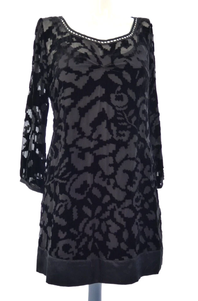 Juicy Couture Dress Y2K Black Devore Burnout Velvet Floral Silk Party size UK 6