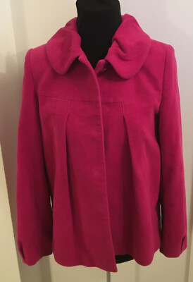 M&S PER UNA bright  pink short coat jacket UK 10 soft feel marks spencer formal