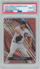 2024 Topps Chrome Black #71 Justin Steele Rose Gold Wave Refractors PSA 10 #/15
