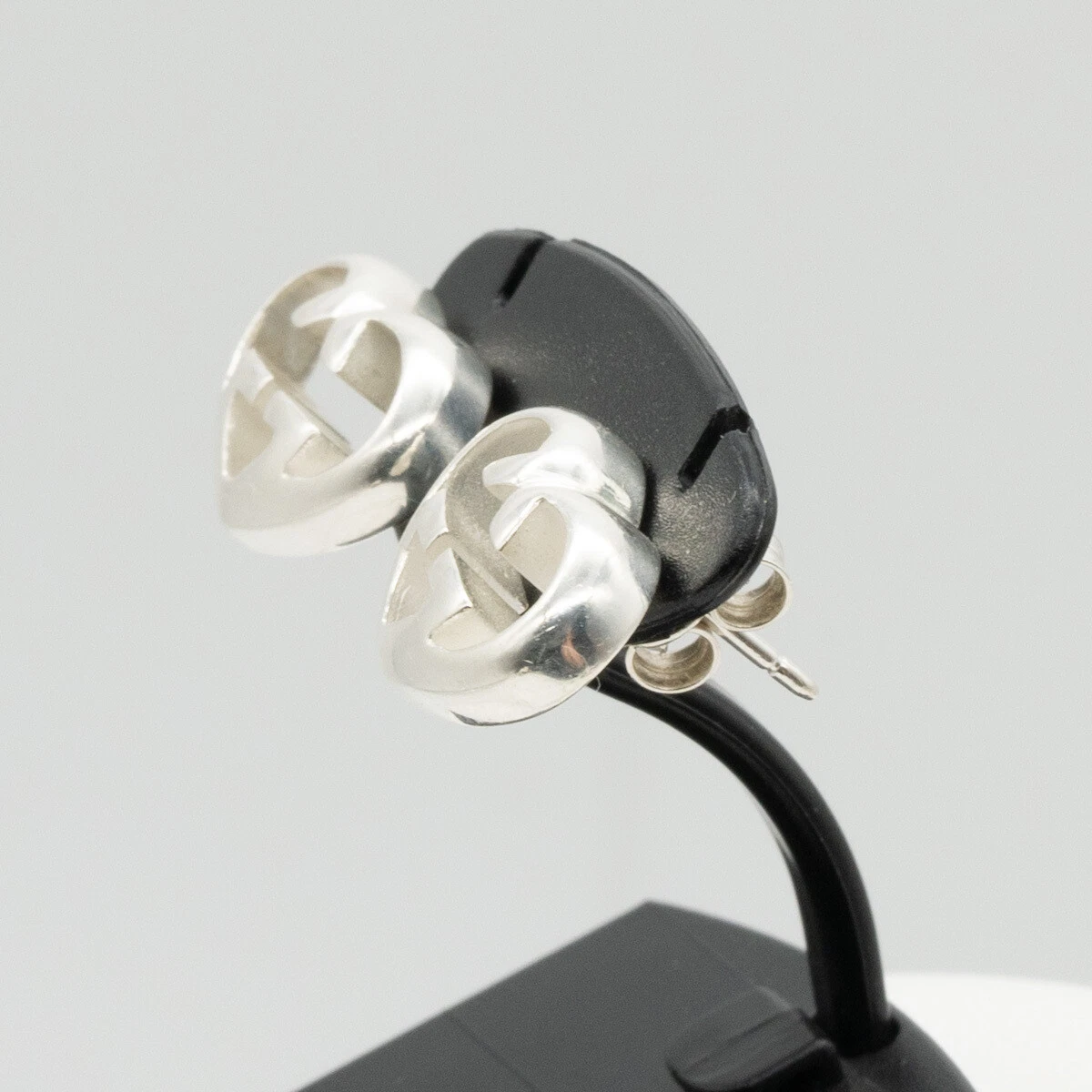 Boucles d'oreilles GUCCI imbriquées G coeur argent 925 accessoires femme avec boite
