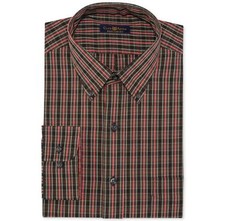 90 Club Room Men'S Regular-Fit Red Black Check Button Dress Shirt 15.5 32/33 M