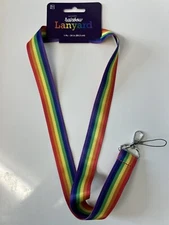 RARE! 2 Piece Rainbow Lanyard & Key Ring Holder by AMPRO & FAST FREE SHIP!
