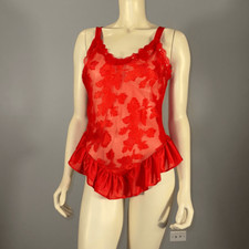 Vintage 70  s Red Lace Mini Teddy ILGWU Union Made USA Size Large