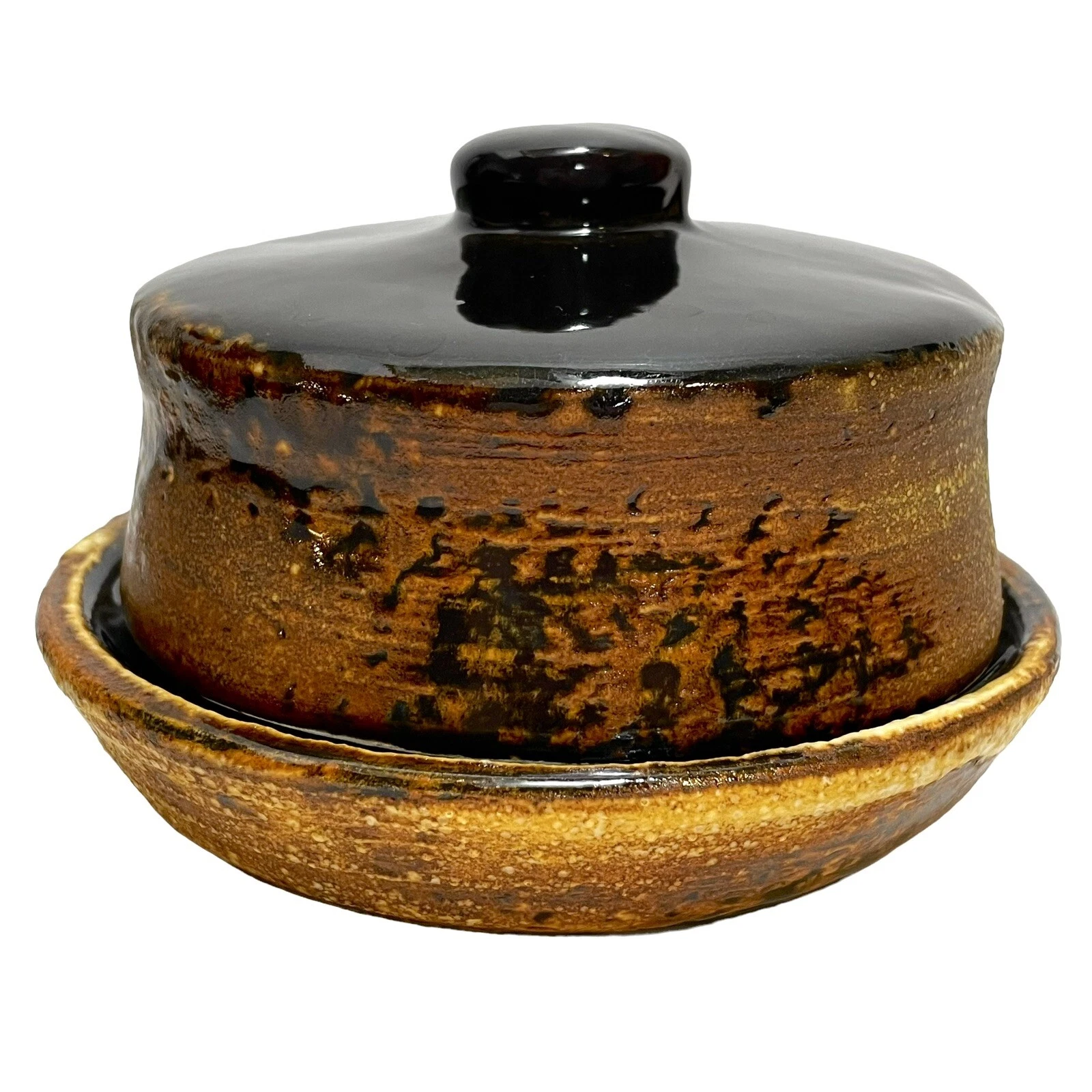 Vintage 1960s Laurentian Pottery - Pattern Artisan - Butter Dish - Canadian, QC