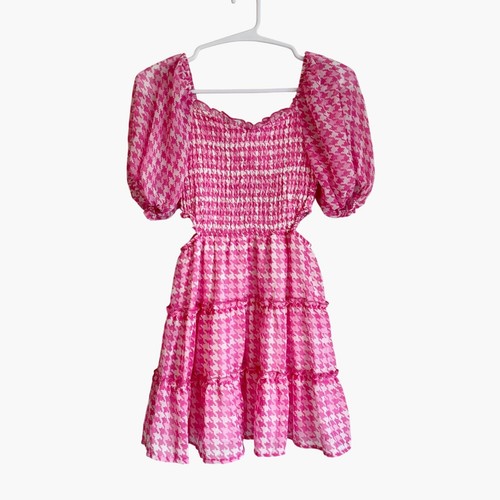 NEW Art Class Girl's Smocked Bodice Cut Out Chiffon Dress - Pink - Picture 2 of 7