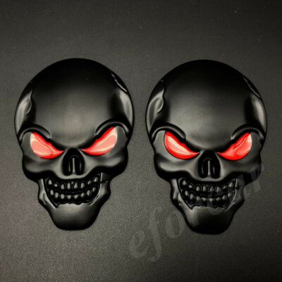 3D Black Metal Skull Head Logo Modified Emblem Stickers Decal Car