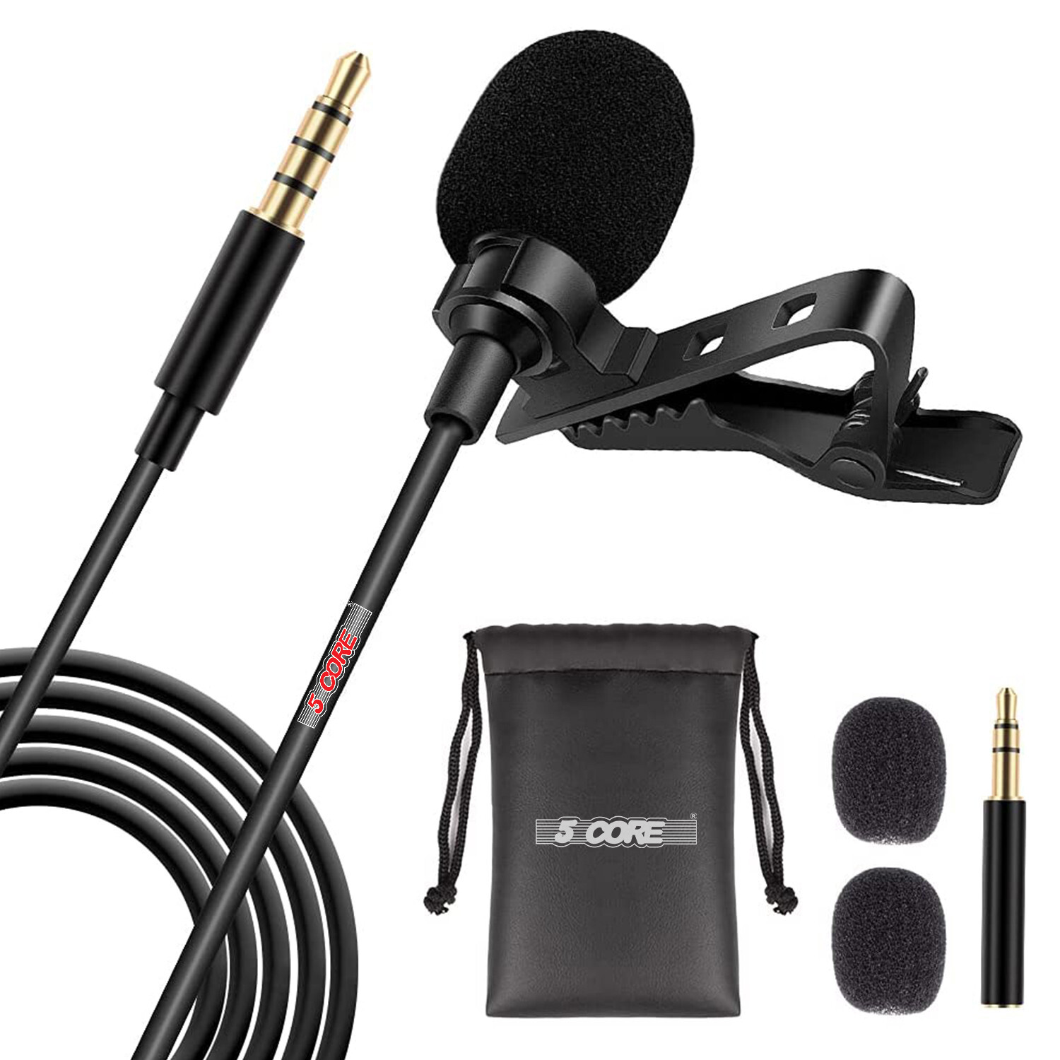 5Core Lavalier Microphone Clip On Mic Professional Grade Lav Lapel Microfono