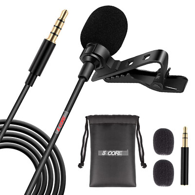 5Core Lavalier Microphone Clip On Mic Professional Grade Lav Lapel Microfono