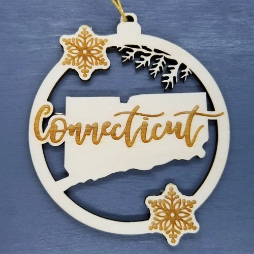 HappyWoodProducts Connecticut Ornament